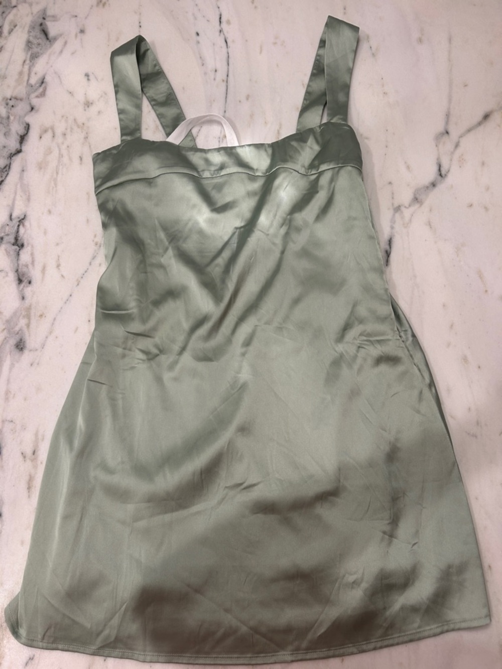 Lucy in the Sky Sage Green Satin A-Line Mini